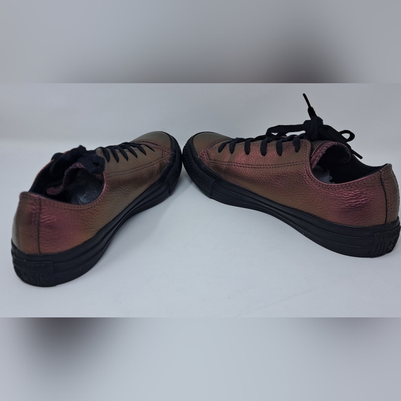 Converse Low Top Sneakers Purple Shiny Metallic Leather Lace Up 7.5 US / 5 UK - Picture 10 of 16